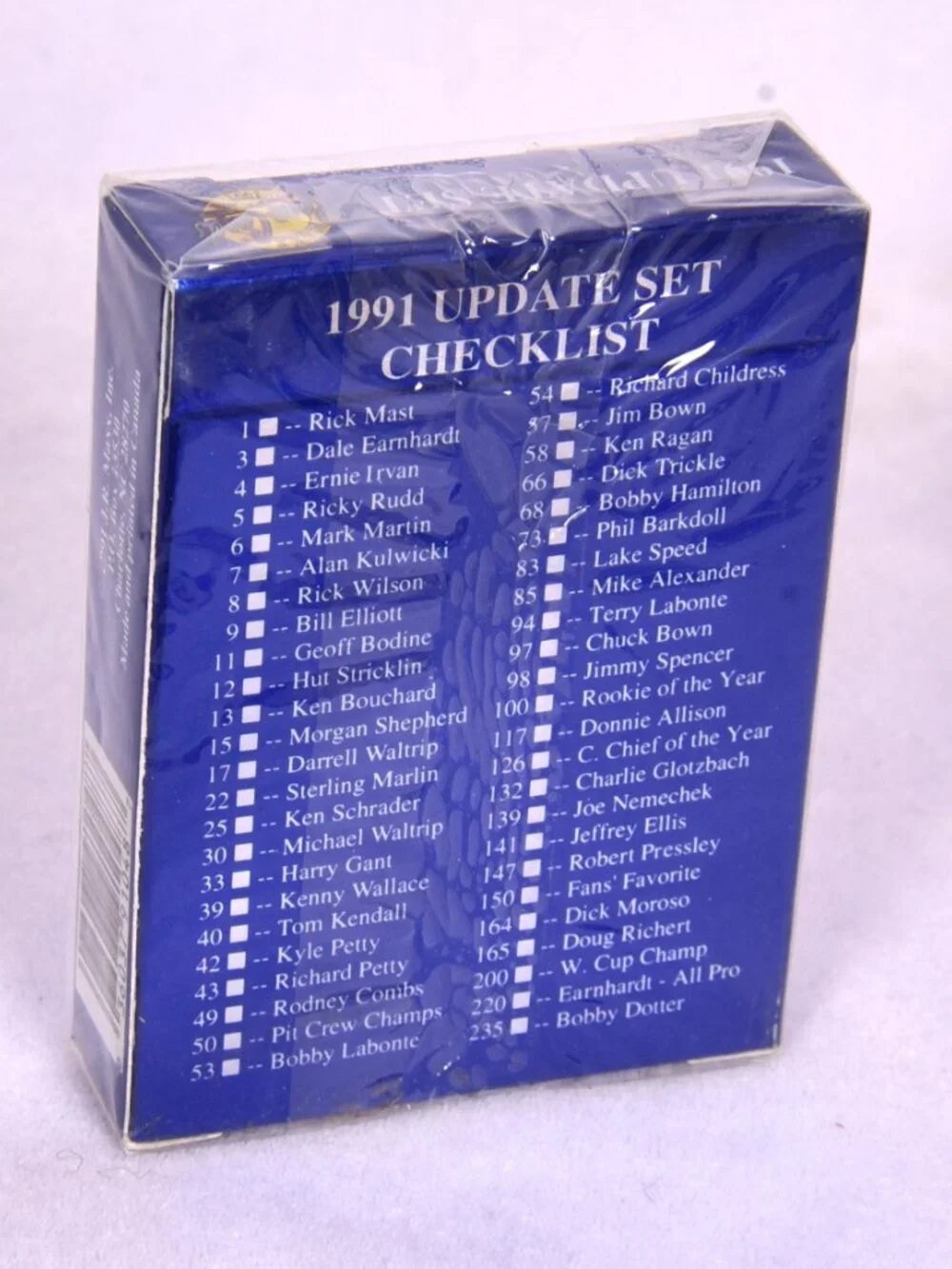 1991 Maxx Race Cards Update Set 48 Collector Cards